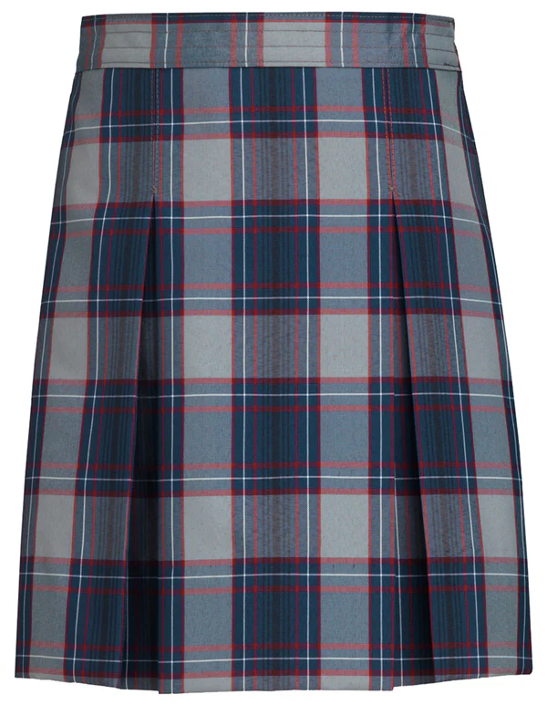 Simple Pleat Skirt - Navy/Gray Plaid