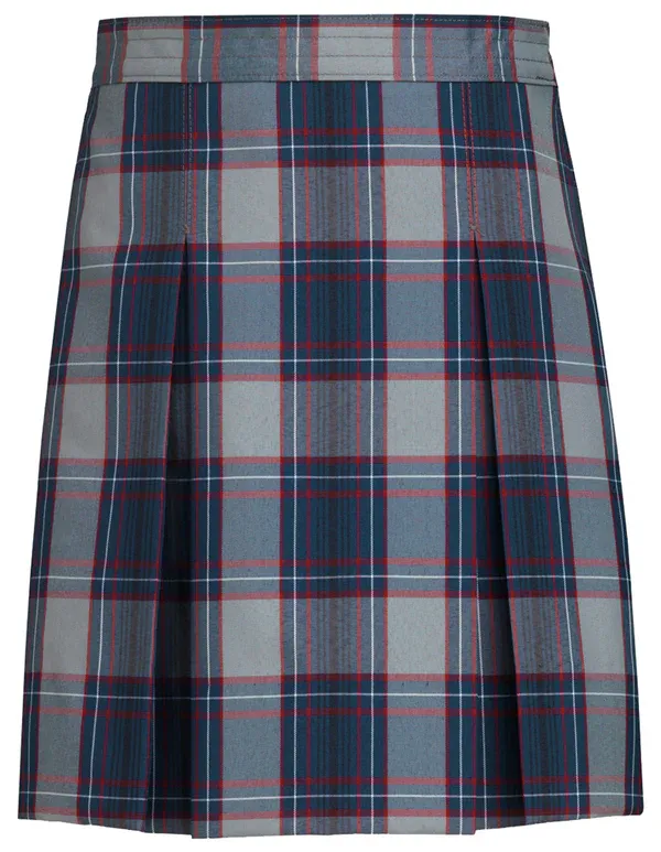 Simple Pleat Skirt - Navy/Gray Plaid