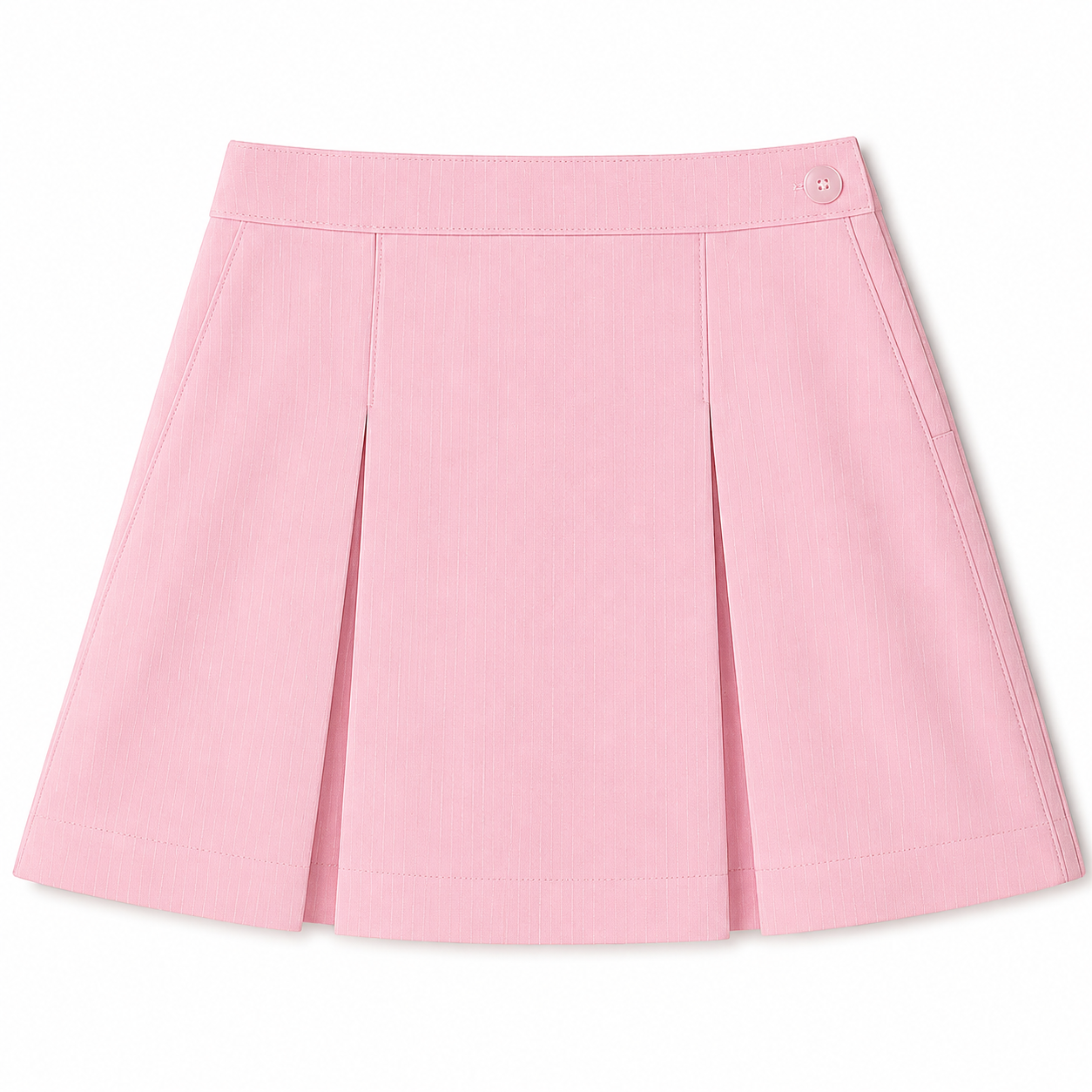 Simple Pleat Skirt - Pink Pinstripe