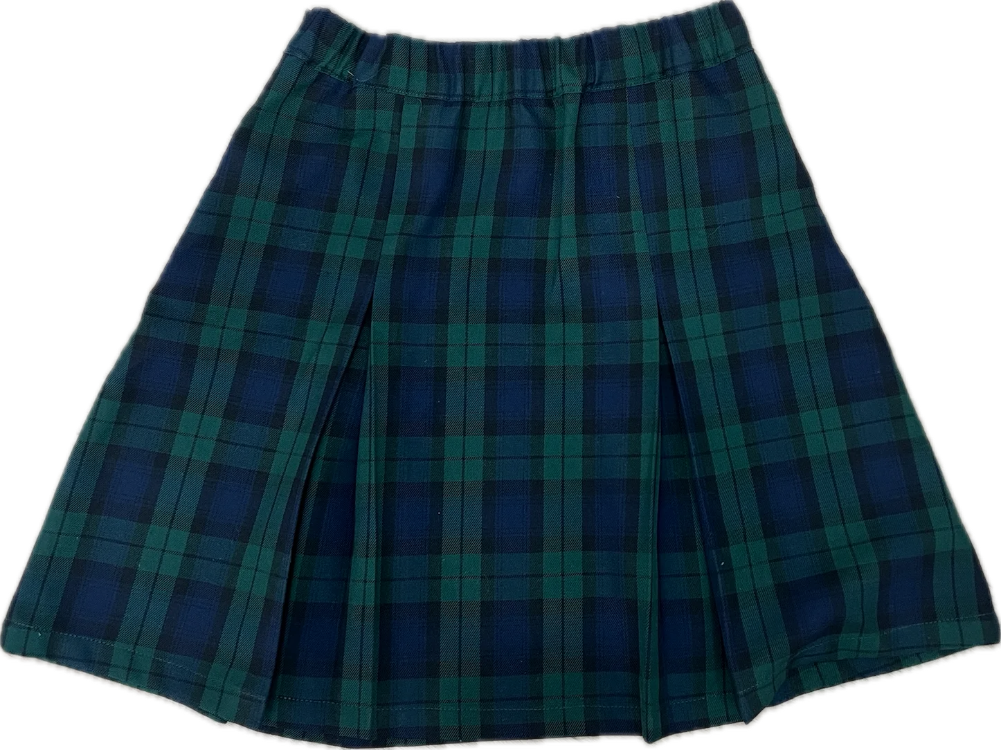Simple Pleat Skirt - Navy/Green Plaid