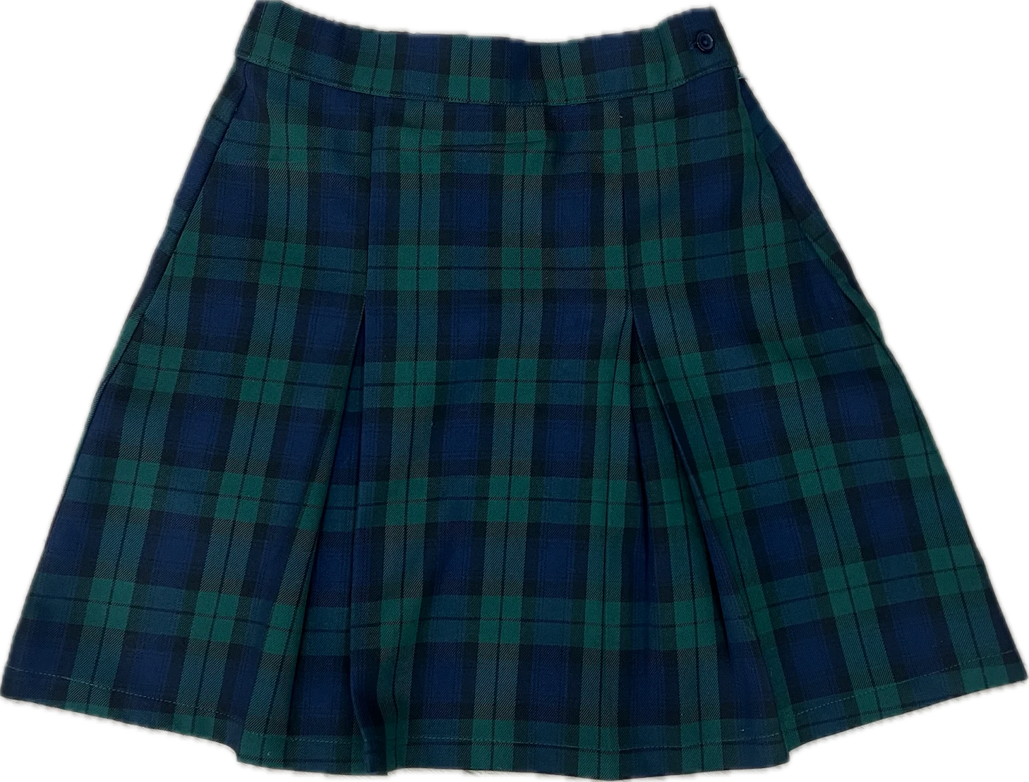 Simple Pleat Skirt - Navy/Green Plaid