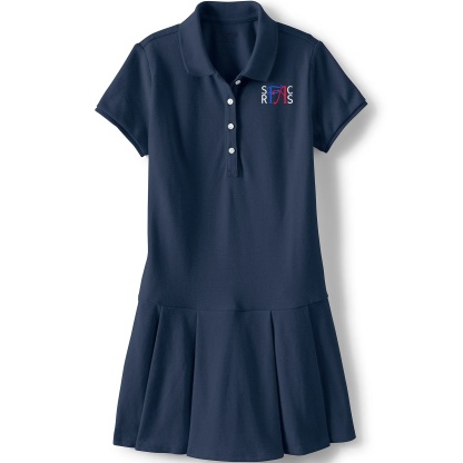 Pleated Polo Dress - Navy, With SRFACS Logo