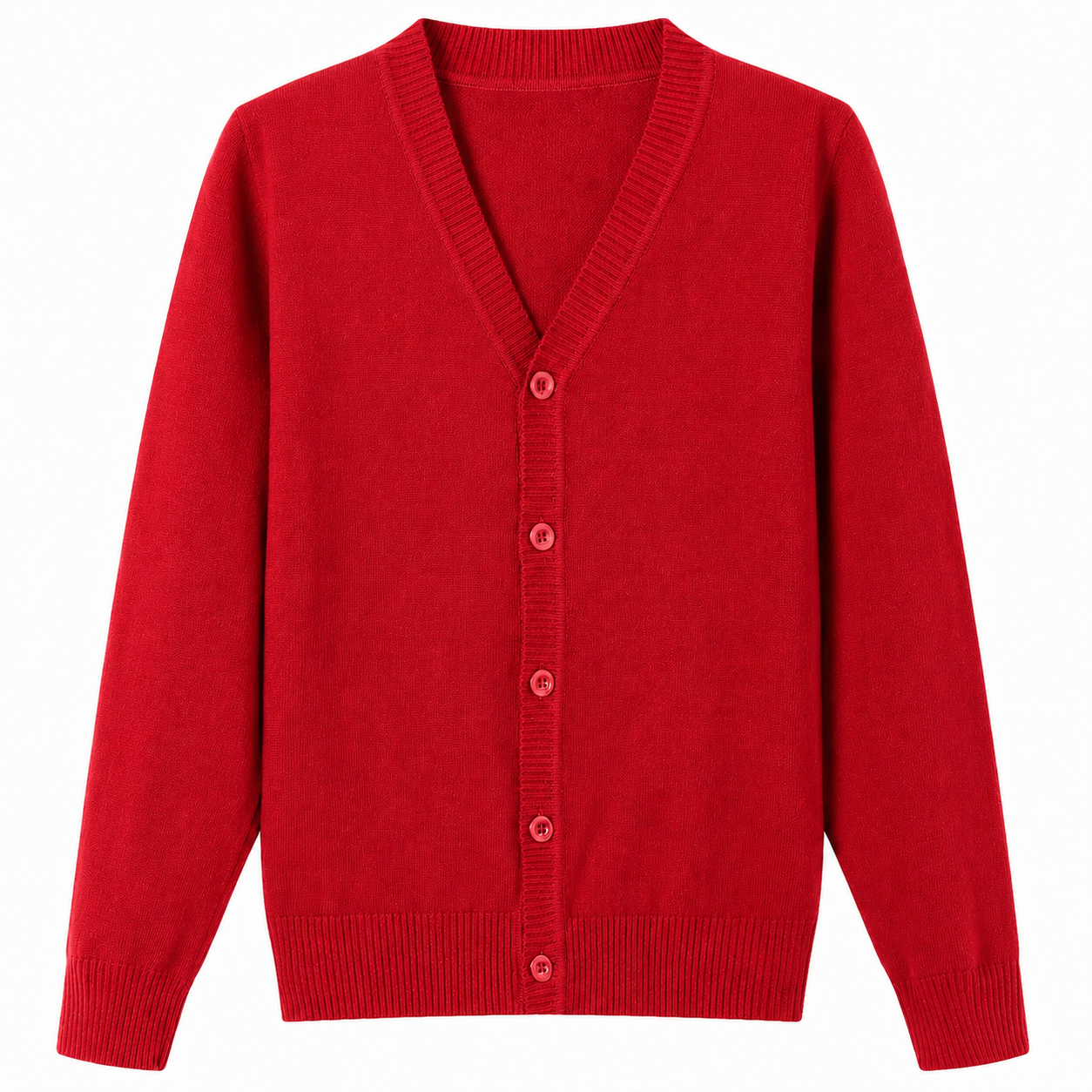Lux Knit V Neck Cardigan Sweater (unisex) - Red
