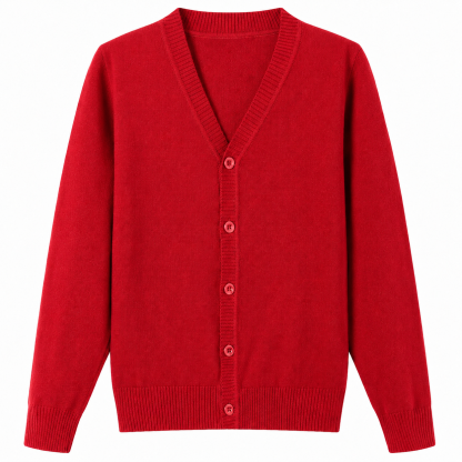Lux Knit V Neck Cardigan Sweater (unisex) - Red