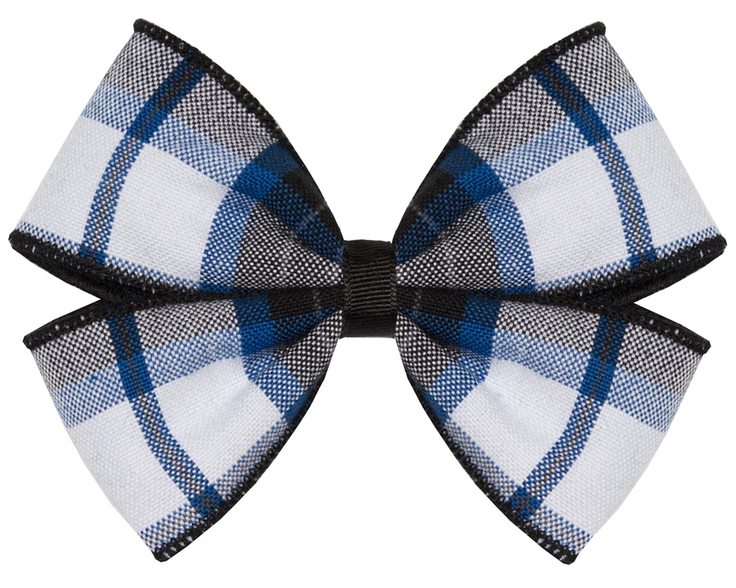 The Crest Clip Hair Bow - Blue/Black Plaid
