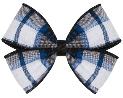 The Crest Clip Hair Bow - Blue/Black Plaid