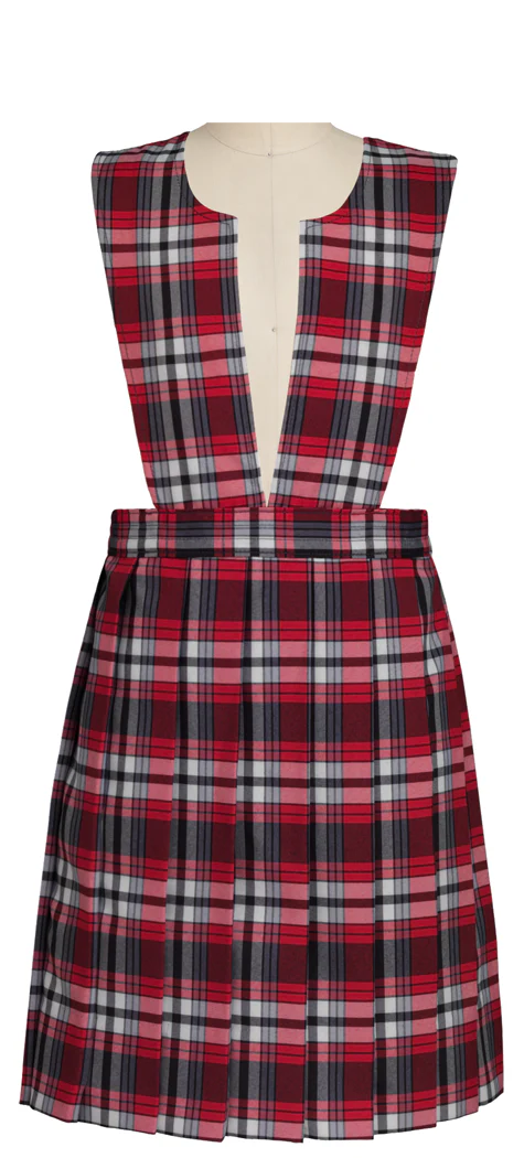 V Neck Classic Jumper - Red/Black Plaid