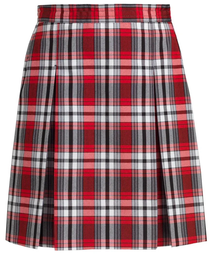 Simple Pleat Skirt - Red/Black Plaid
