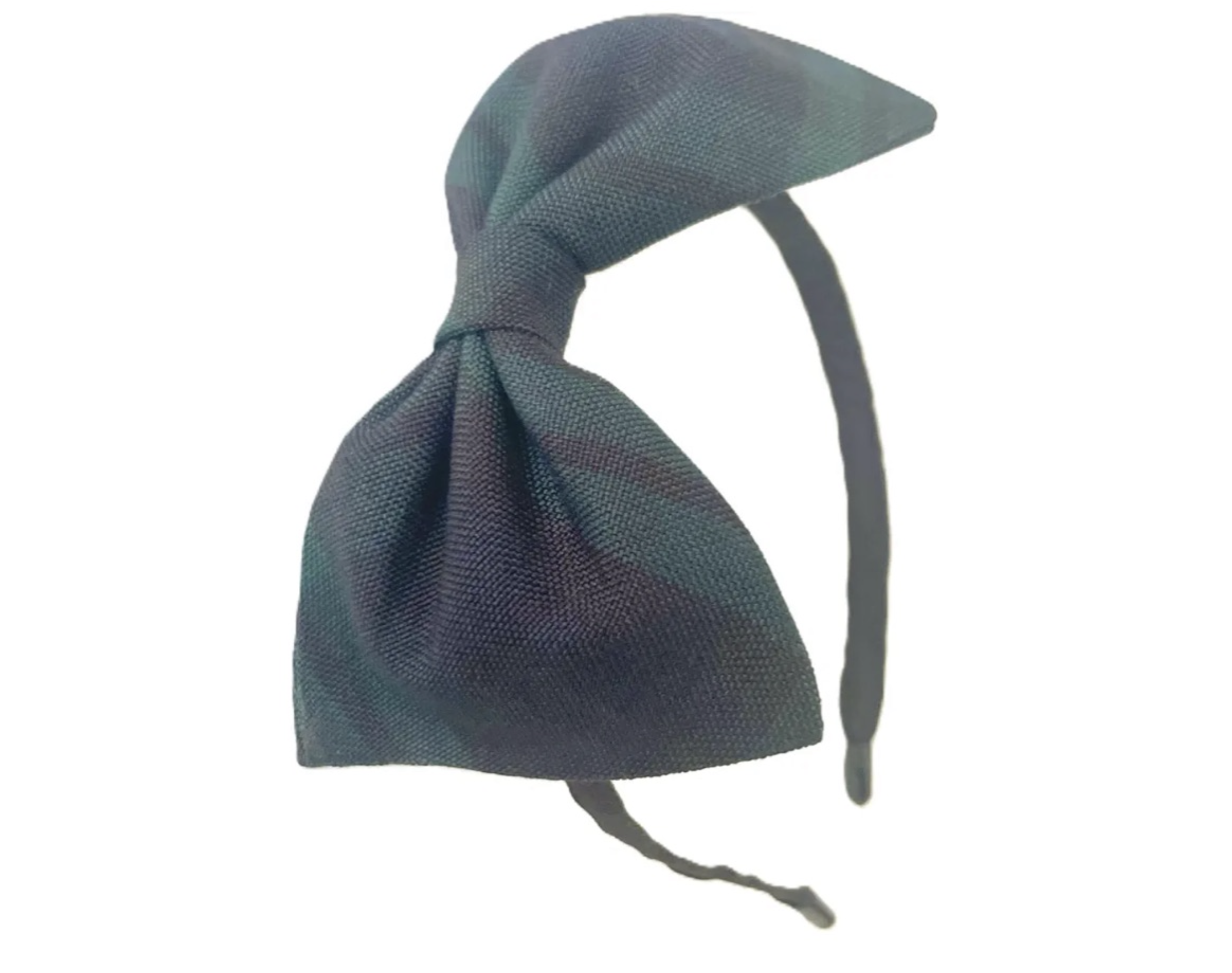 The Crest Padded Headband Bow - Navy/Green Plaid
