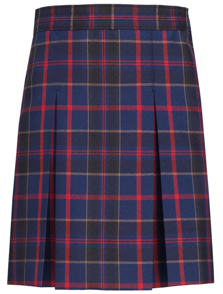 Simple Pleat Skirt - Red/Navy Plaid