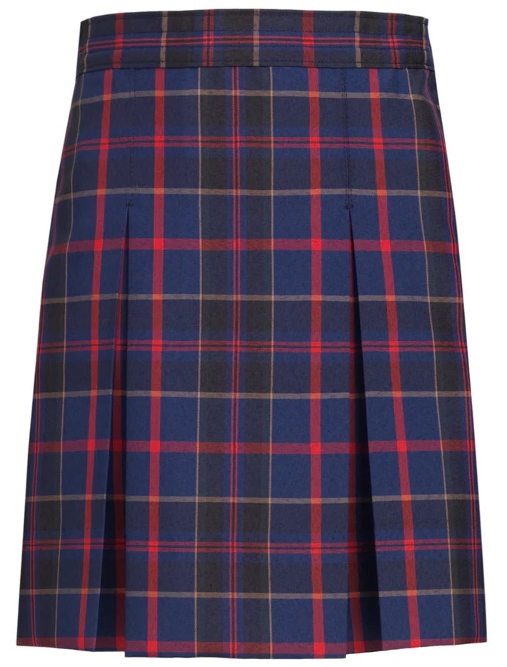 Simple Pleat Skirt - Red/Navy Plaid