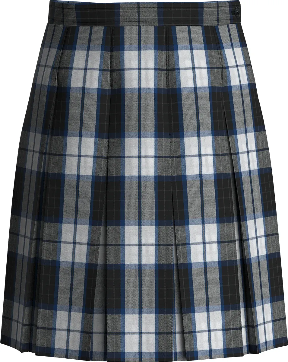 Box Pleat Skirt - Blue/Black Plaid
