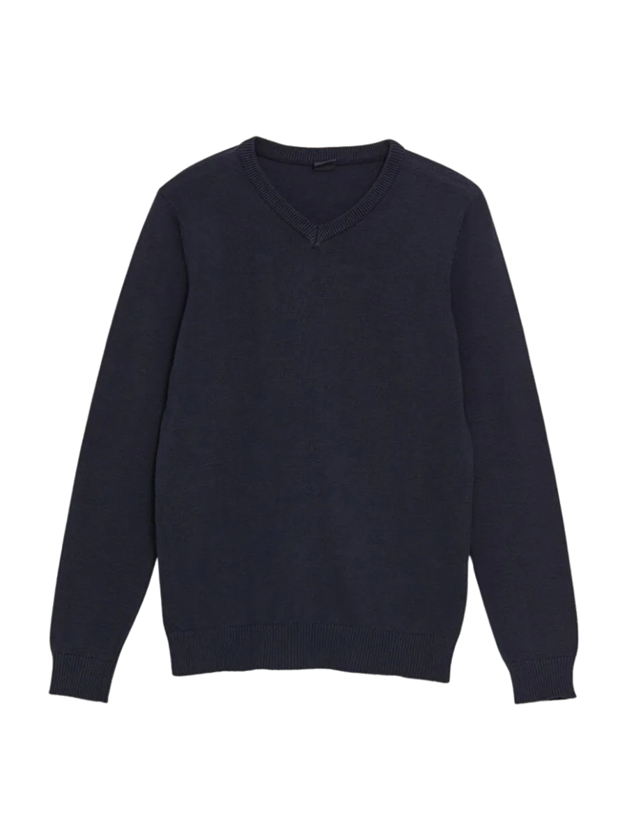 Lux Knit V Neck Sweater (unisex) - Navy