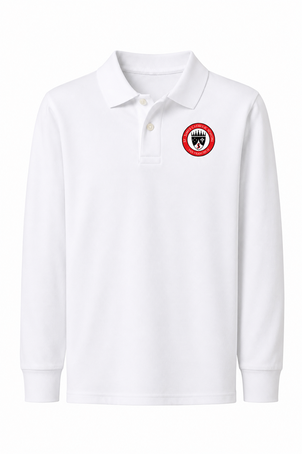 Classic Comfort Long Sleeve Polo (unisex) - White - STJ
