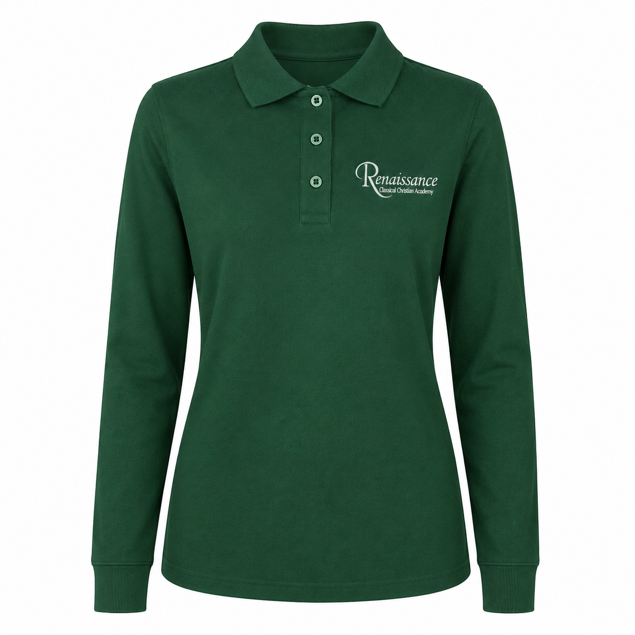 Classic Comfort Long Sleeve Polo (unisex) - Green, With RCCA Logo