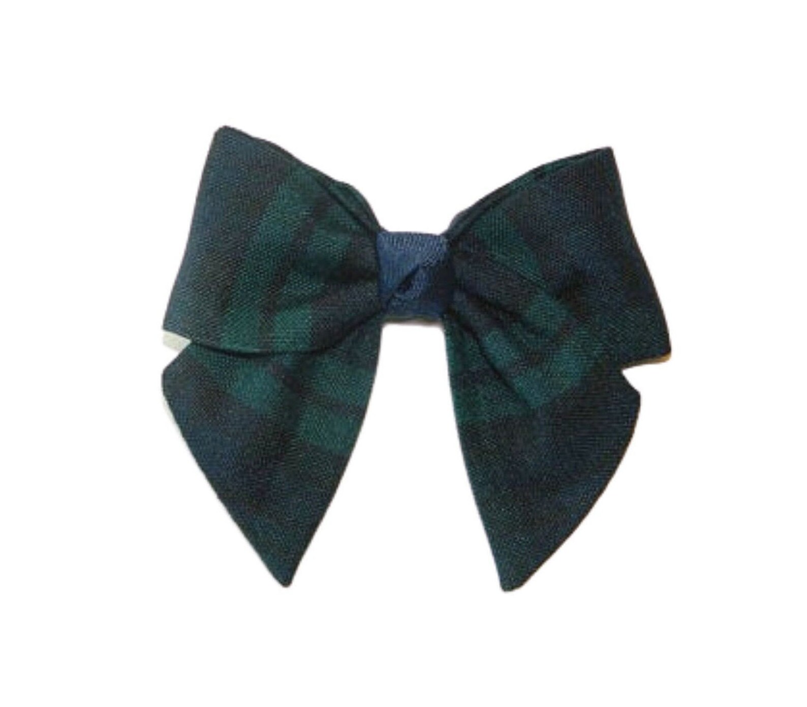 The Crest Clip Hair Bow - Navy Green Plaid