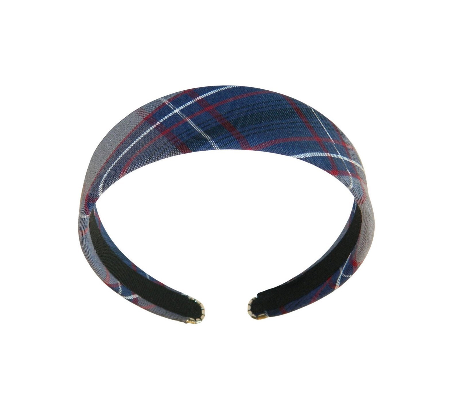 The Crest Padded Headband - Navy/Gray Plaid
