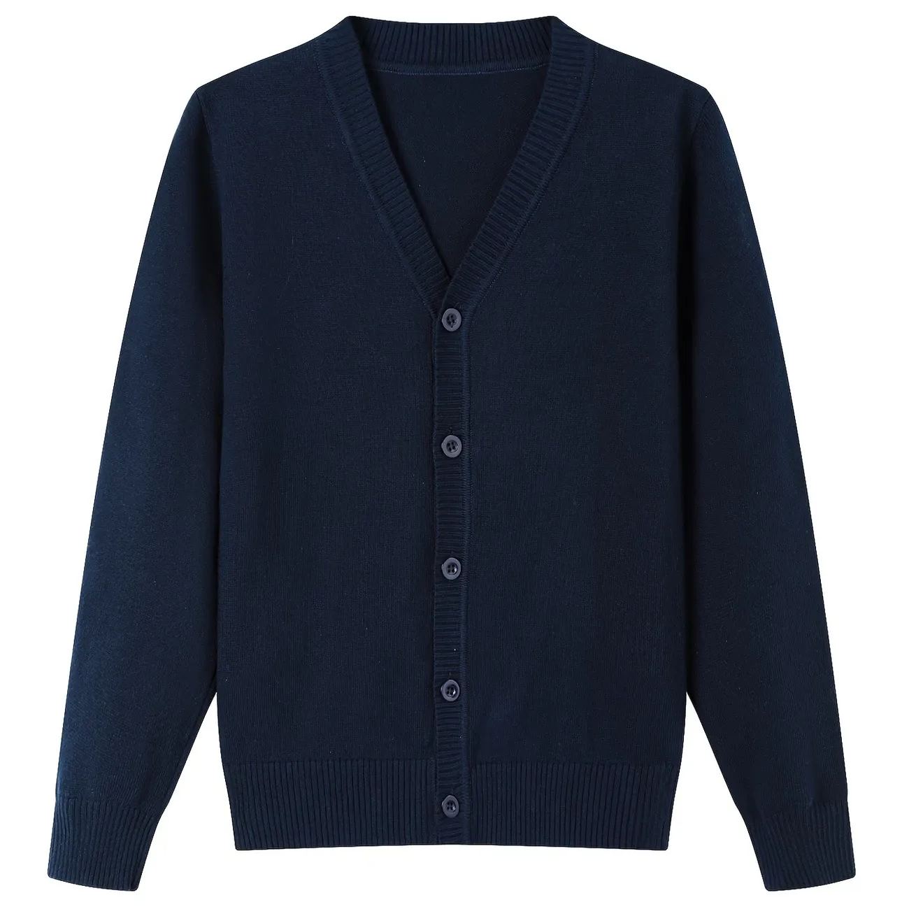 Lux Knit V Neck Cardigan Sweater (unisex) - Navy