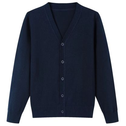Lux Knit V Neck Cardigan Sweater (unisex) - Navy