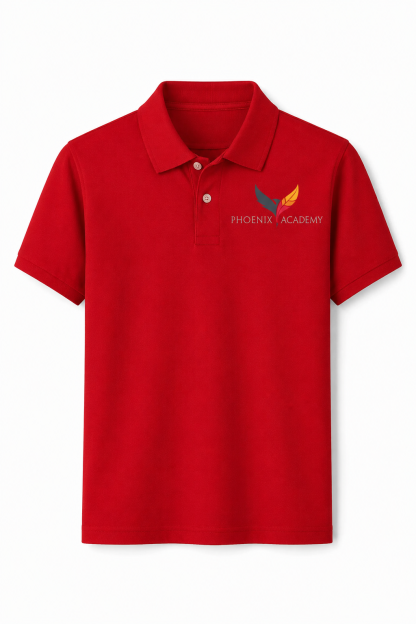 Classic Comfort Polo (unisex) - Red, with Phoenix Academy Logo