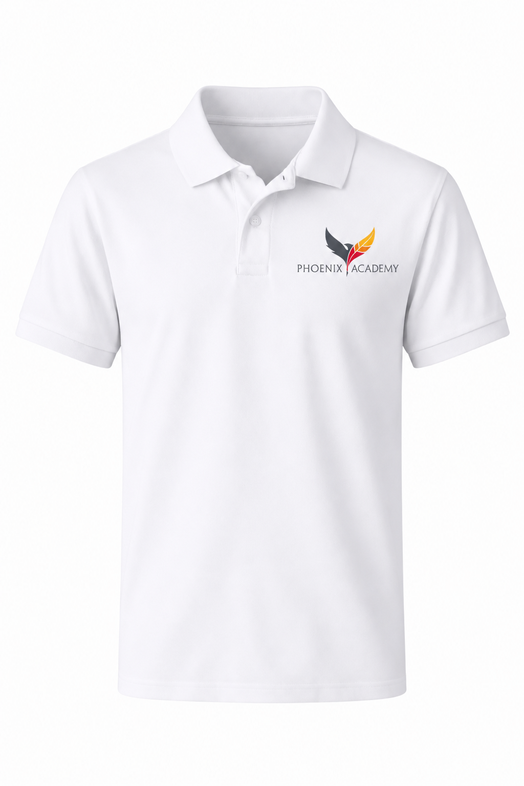 Classic Comfort Polo (unisex) - White, with Phoenix Academy logo