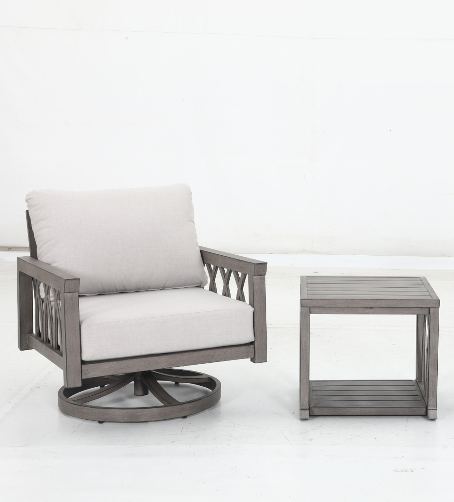 1 swivel sofa+2 cushions+1 side table