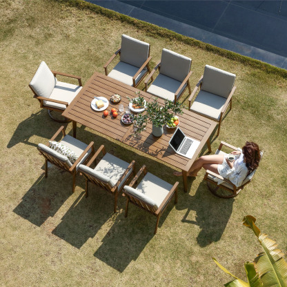 2 Swivel Chairs+ 6 Chairs Aluminium Dining Set Outdoor Garden Furniture