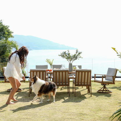 2 Swivel Chairs+ 6 Chairs Aluminium Dining Set Outdoor Garden Furniture