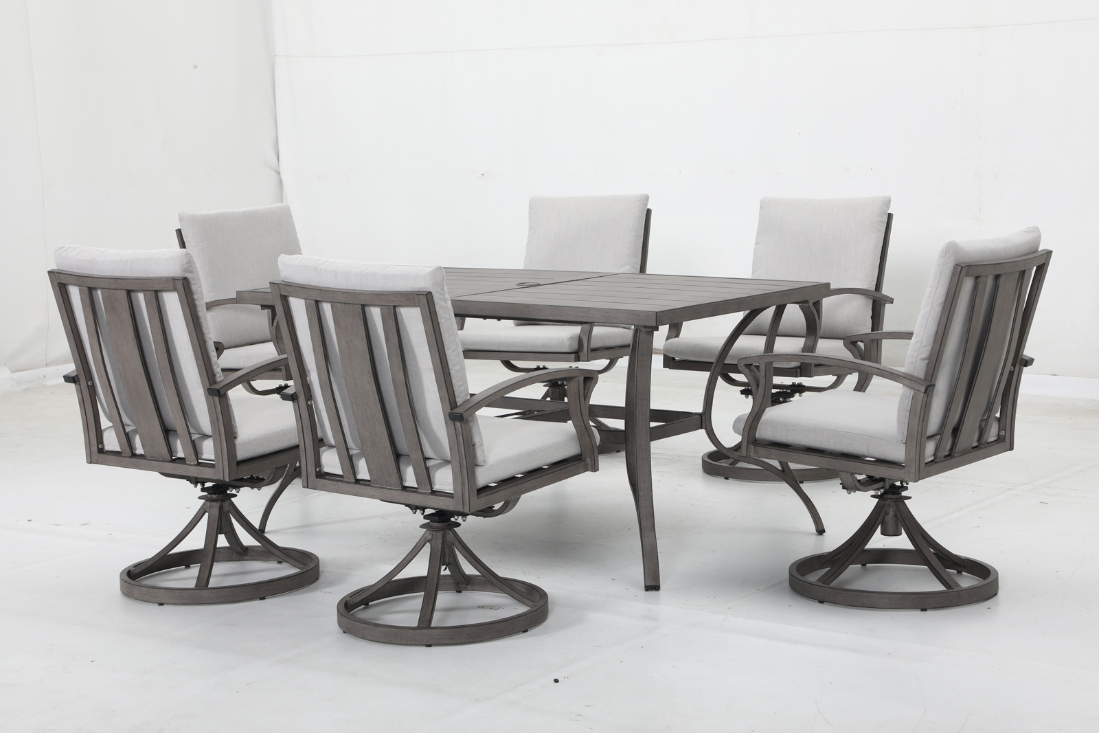 6 swivel chairs+12 cushions+1 table