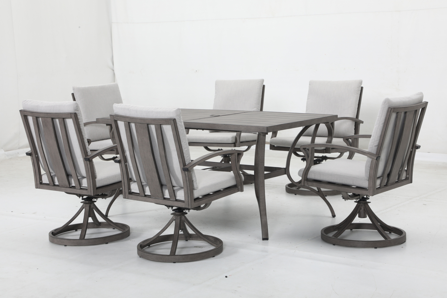 6 swivel chairs+12 cushions+1 table