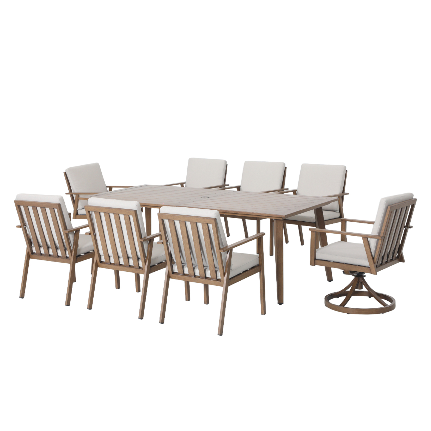 2 Swivel Chairs+ 6 Chairs Aluminium Dining Set Outdoor Garden Furniture