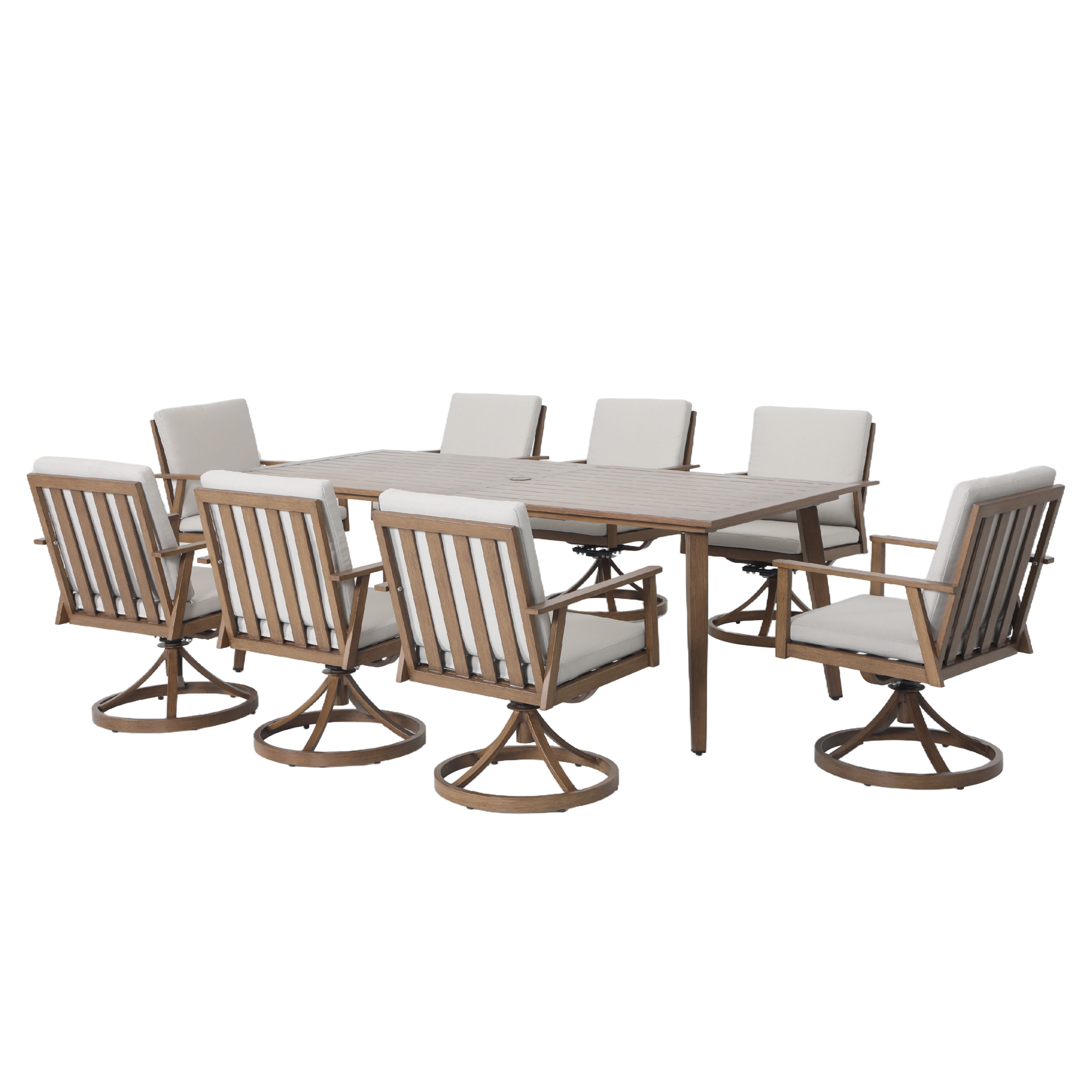 8-Seater Swivel Aluminium Dining Set Outdoor Garden Furniture