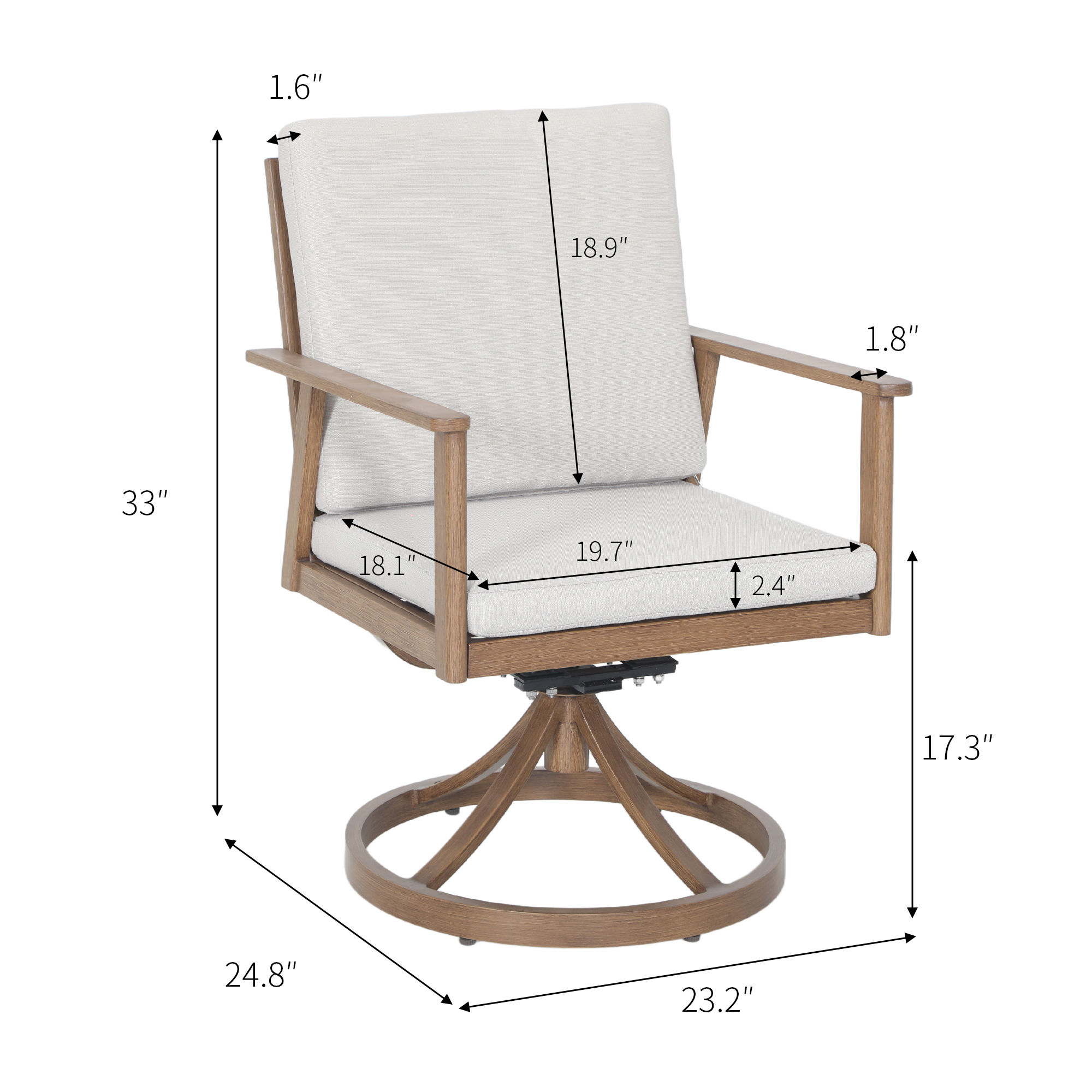 6-Seater Swivel Aluminium Dining Set Outdoor Garden Furniture