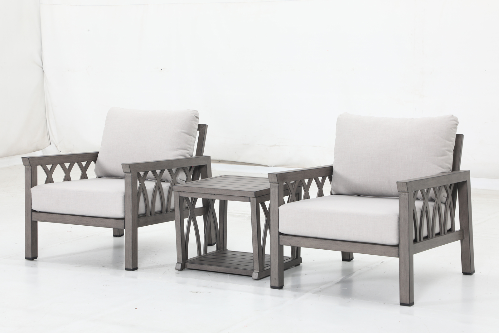 2 stationary sofa+4 cushions+1 side table