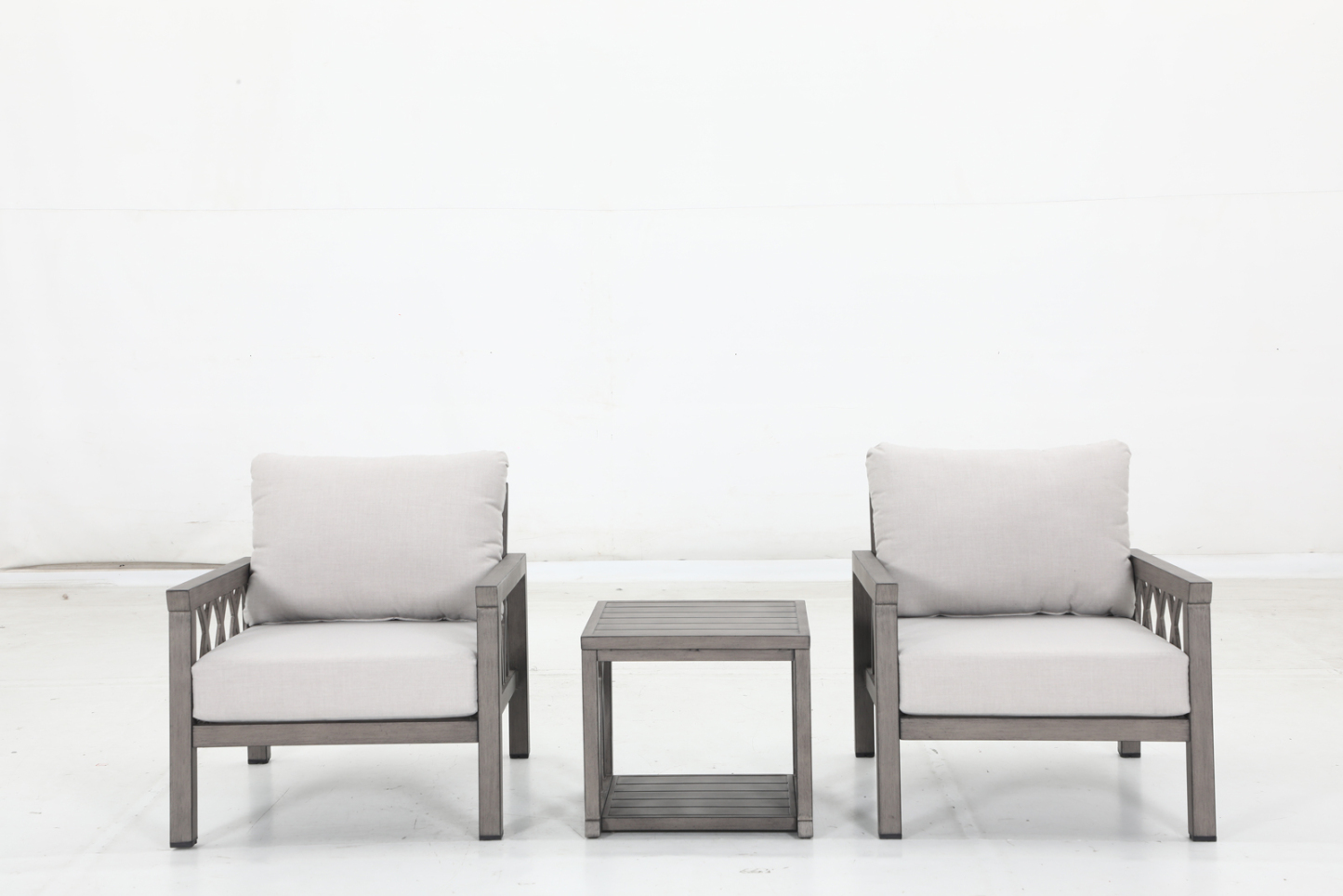 2 stationary sofa+4 cushions+1 side table