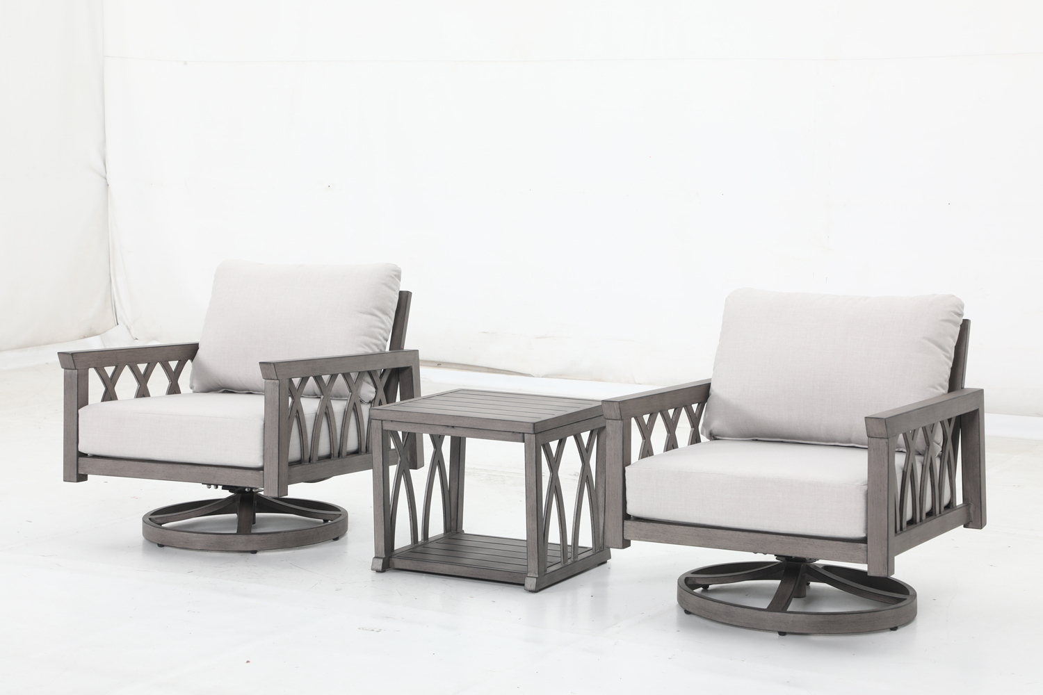 2 swivel sofa+4 cushions+1 side table