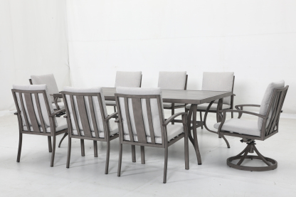 6 stationary chairs+2 swivel chairs+16 cushions+1 table