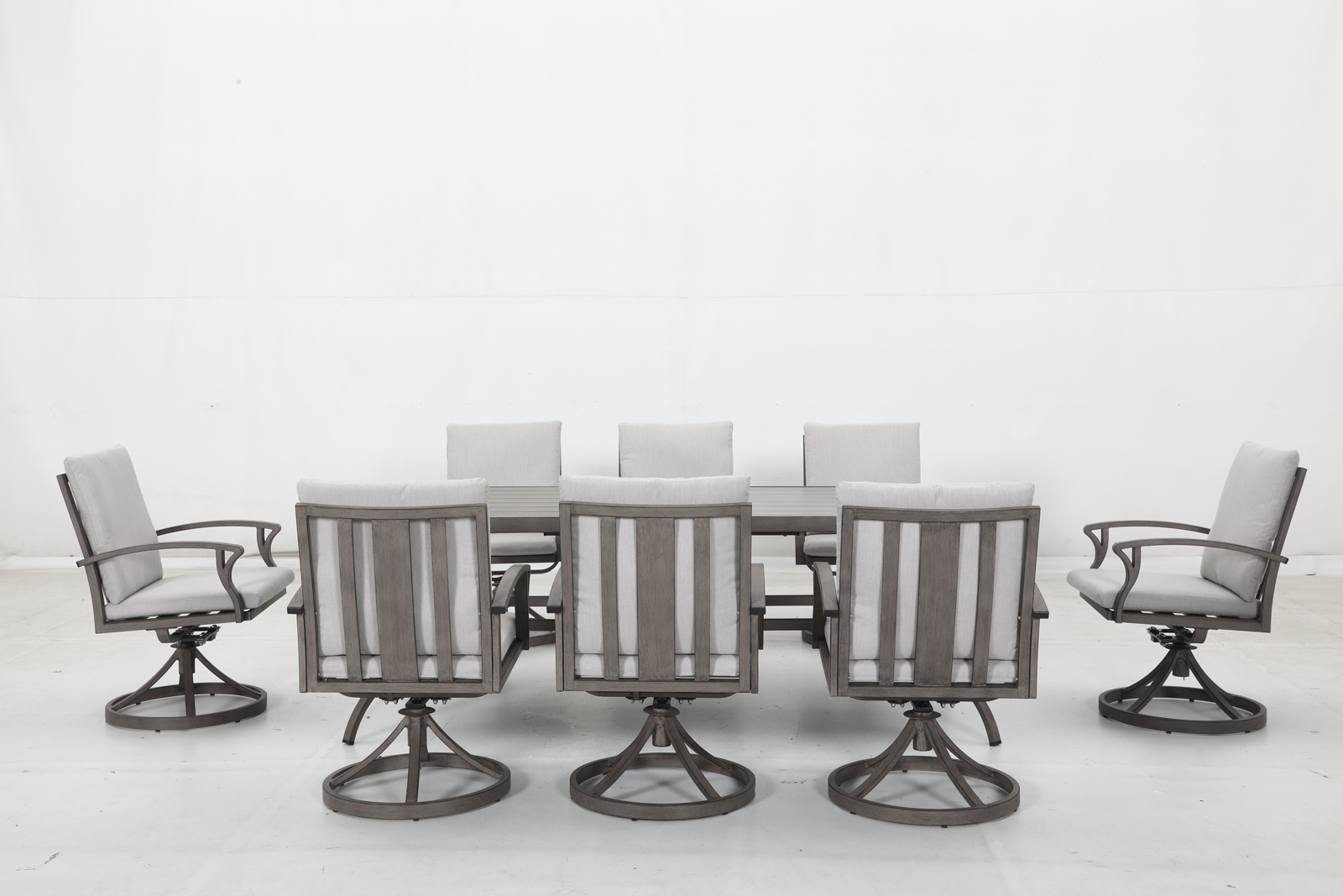 8 swivel chairs+16 cushions+1 table