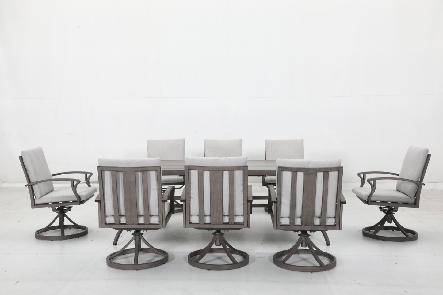 8 swivel chairs+16 cushions+1 table