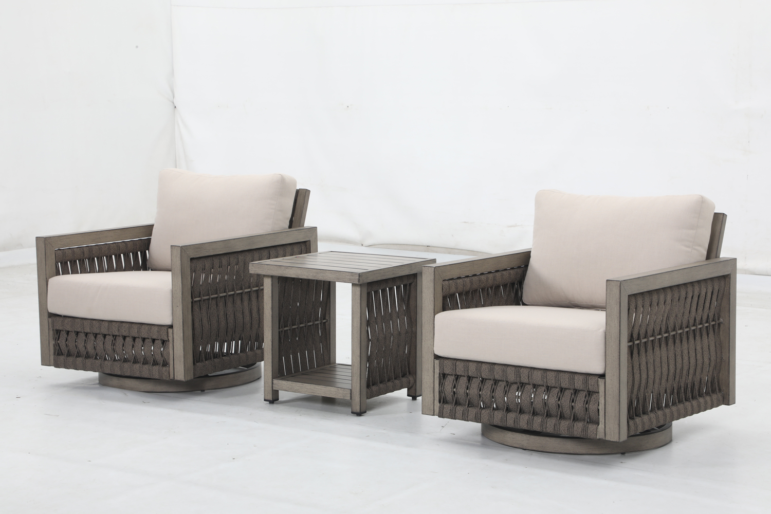 2 Swivel Sofa+4 cushions+1 coffee table