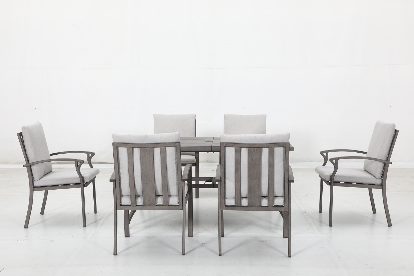 6 stationary chairs+12 cushions+1 table