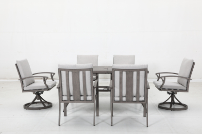 2 swivel chairs+4 stationary chairs+12 cushions+1 table