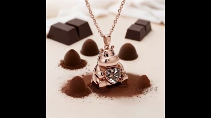 Embrace Love Moo Deng Heart Cut Necklace