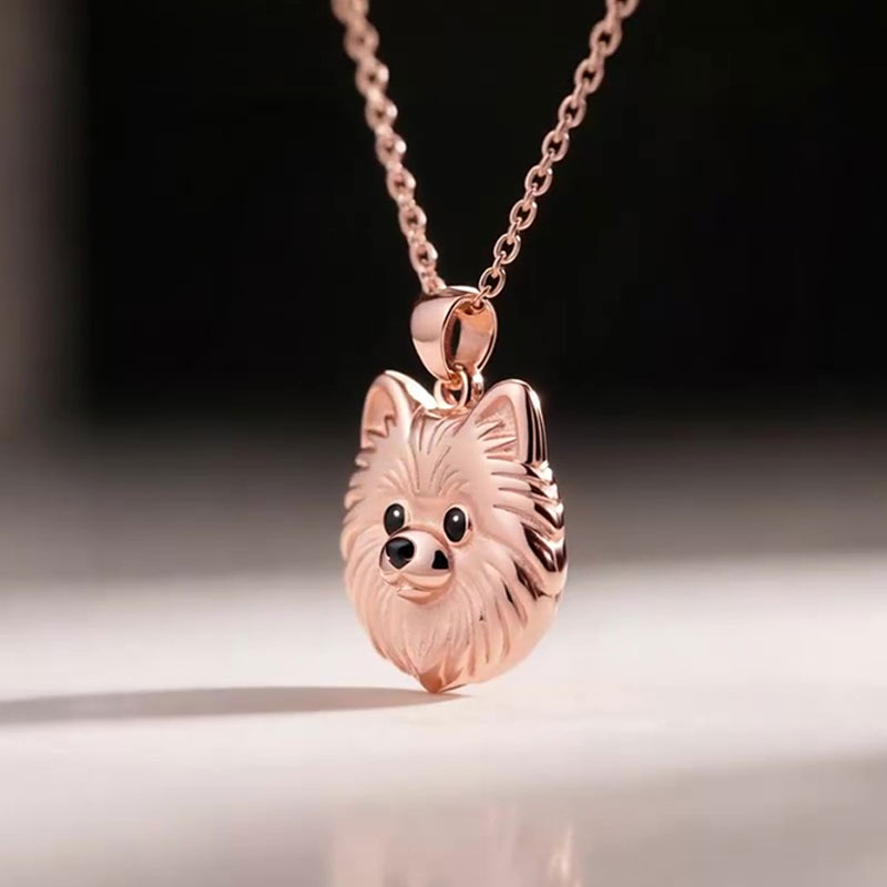 Anyes Pomeranian Embossed Pendant Necklace