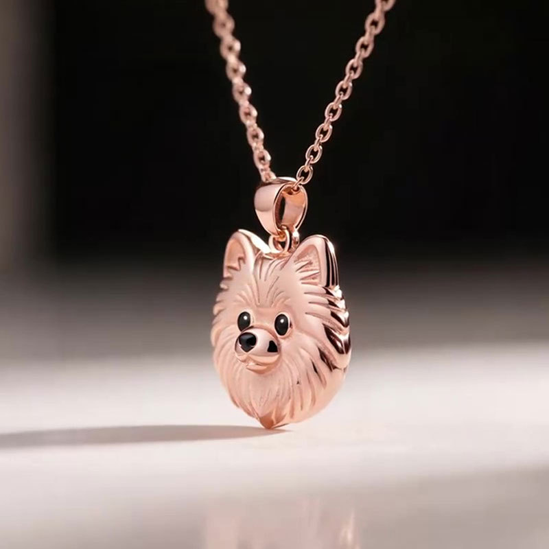 Anyes Pomeranian Embossed Pendant Necklace