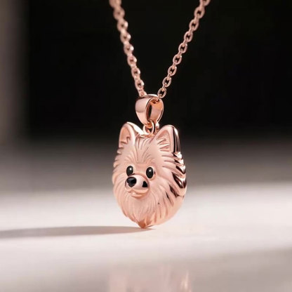 Anyes Pomeranian Embossed Pendant Necklace