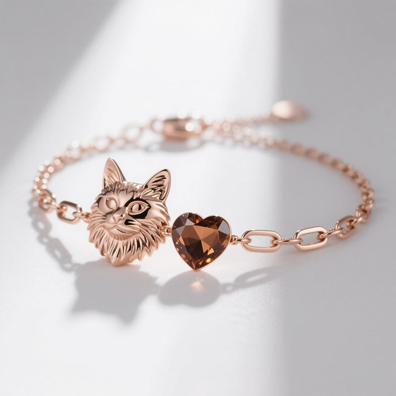 Anyes Coffee Heart Cut Maine Coon Bracelet