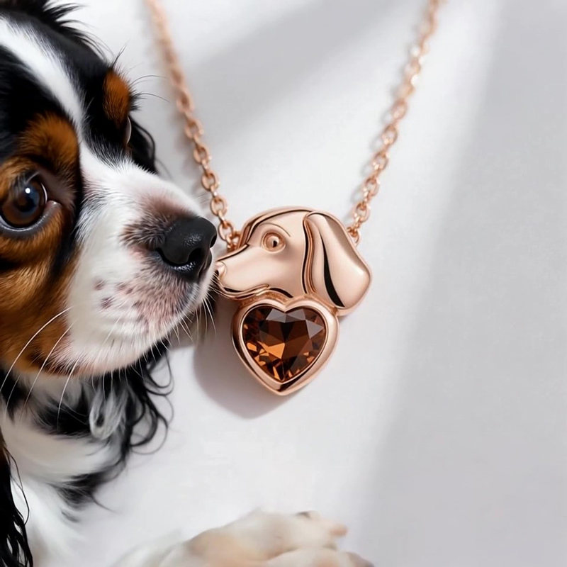 Anyes Cavalier King Charles Spaniel Coffee Heart Necklace