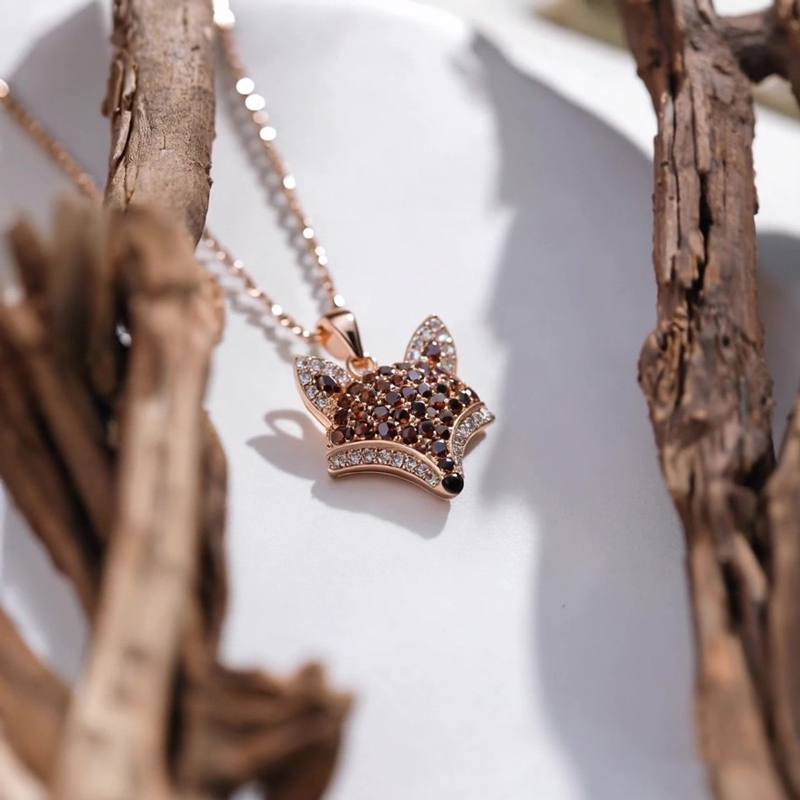 Anyes Fox Design Coffee Pendant Necklace