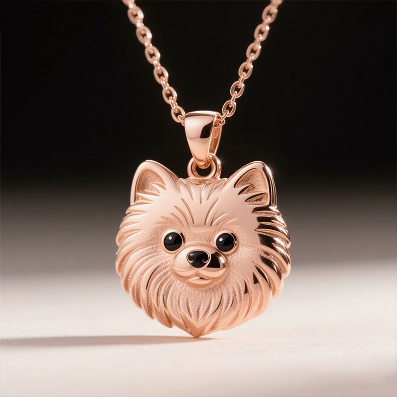 Anyes Pomeranian Embossed Pendant Necklace